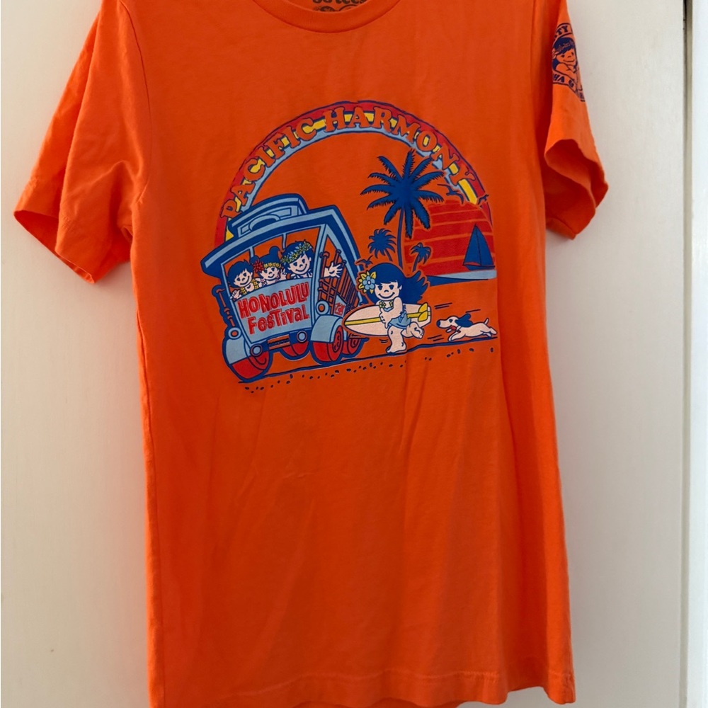 88 Tees Honolulu Festival Staff Orange Graphic T-Shirt
